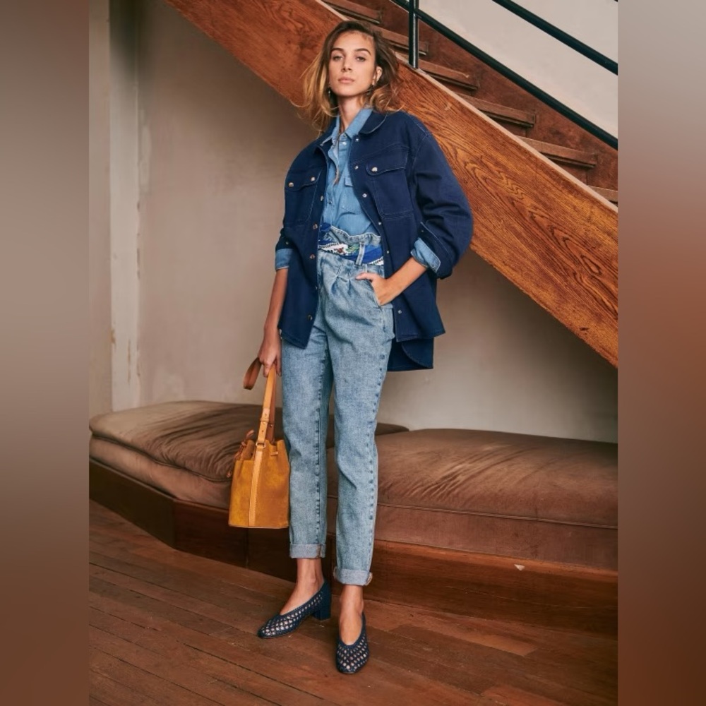 Sezane Austin Trousers (size 36/4) in Bleached Blue